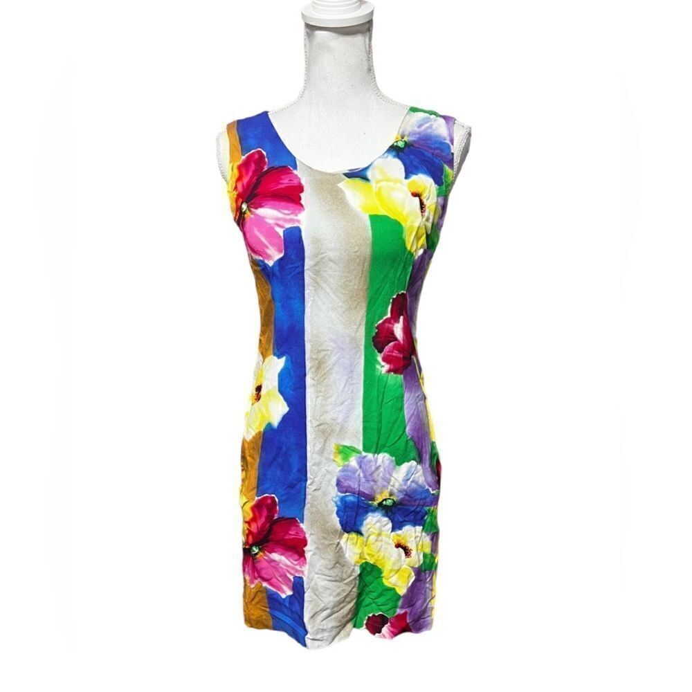 Jams World XS Bloemen Print‎ Tank Dress Back Zip Sleeveless Hawaiian